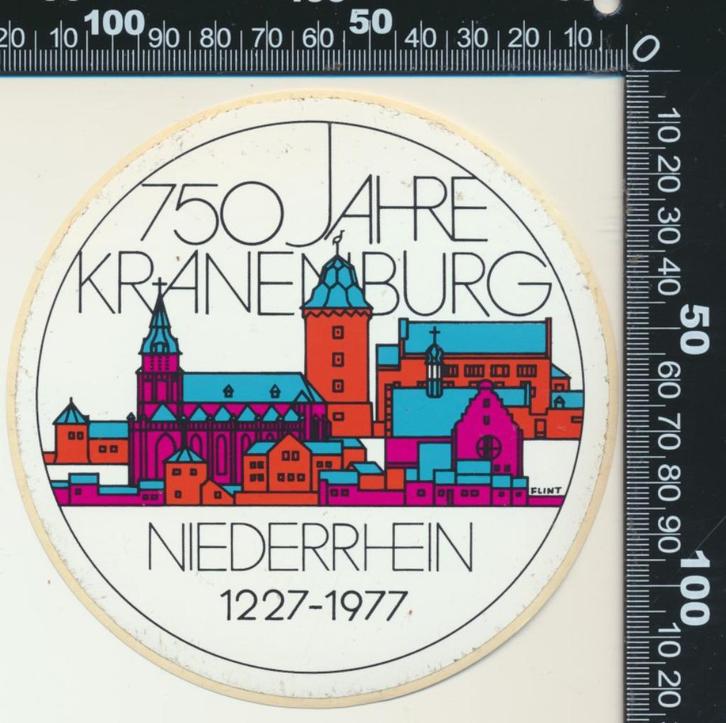 Sticker: Kranenburg Niederrhein 750 Jahre, Verzamelen, Stickers, Zo goed als nieuw, Bedrijf of Vereniging, Ophalen of Verzenden