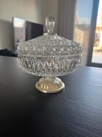 Kristallen bonbonnière met zilveren voet, Ophalen, Zo goed als nieuw