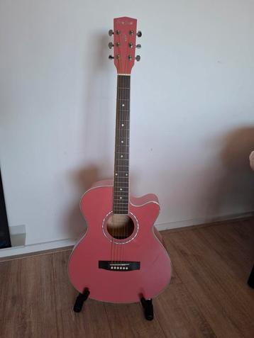 Roze western gitaar met pickup beschikbaar voor biedingen