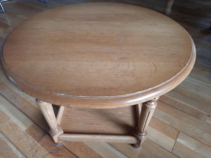 Eiken Bijzettafel Patiné Honing, Huis en Inrichting, Tafels | Bijzettafels, Gebruikt, Rond, Minder dan 45 cm, Minder dan 55 cm