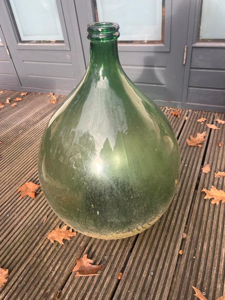 Grote Decoratieve Wijnfles, Huis en Inrichting, Woonaccessoires | Vazen, Gebruikt, Groen, 50 tot 75 cm, Glas, Ophalen of Verzenden