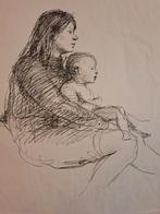 Litho Moeder en Kind van Veldhoen, Ophalen of Verzenden