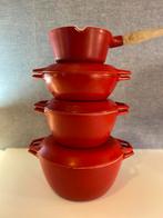 4x Vintage Cobco Denmark Gietijzeren Pannen - Rood, Huis en Inrichting, Gebruikt, Pannenset, Ophalen of Verzenden, Gietijzer