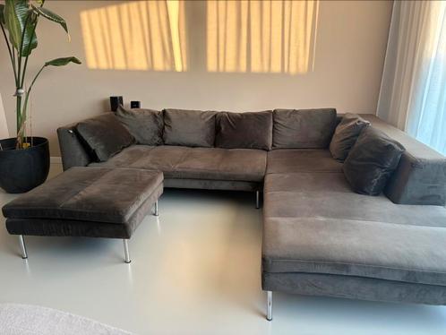 Donkergroene fluwelen bank, Huis en Inrichting, Banken | Complete zithoeken, Gebruikt, Ophalen