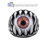 rvs eyeball claw ring oogbal klauw ring biker draken satan, Sieraden, Tassen en Uiterlijk, Ringen, 20 of groter, Verzenden, Heer