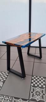 Olijfhouten Kunst Object side Tafel Epoxy Metalen Onderstel, Ophalen of Verzenden
