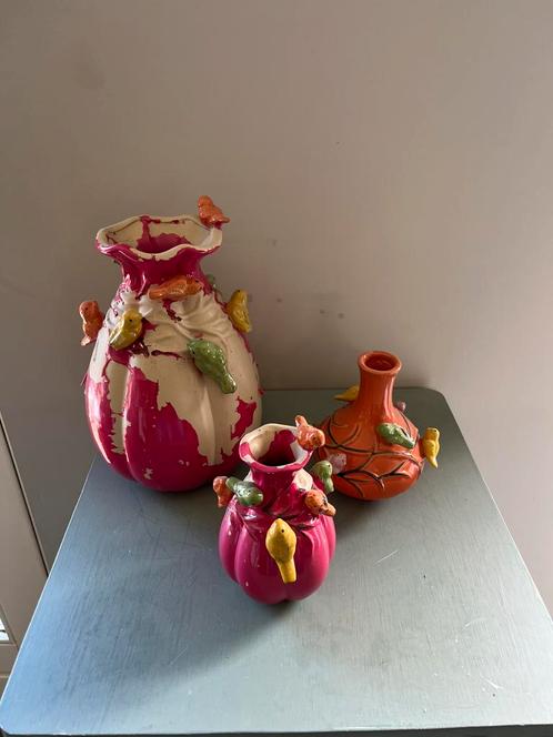 Daan Kromhout vogelvaas vazen met beschadiging, Huis en Inrichting, Woonaccessoires | Vazen, Gebruikt, Minder dan 50 cm, Glas
