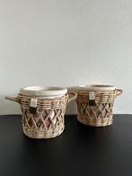 Riviera Maison bloempotten 2 stuks, Ophalen of Verzenden, Zo goed als nieuw, Rond, Riet