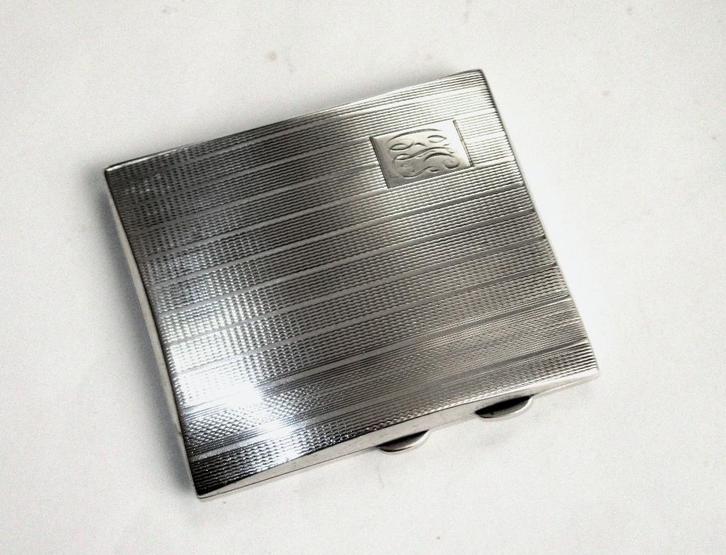 Art Deco Zilveren 925 sigarettendoos, Birmingham 1934., Antiek en Kunst, Antiek | Goud en Zilver, Zilver, Ophalen of Verzenden