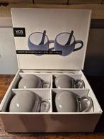 Soepkommen/mokken grijs met lepel Vos (set van 4), Huis en Inrichting, Keuken | Potten en Pannen, Ophalen, Zo goed als nieuw, Overige materialen
