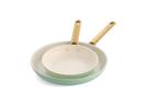 Koekenpannenset 2dlg Greenpan Padova Blush Mint Green Gold, Ophalen of Verzenden, Keramische plaat, Koekenpan of Braadpan, Nieuw
