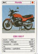 Mot2631 motorkaartje a4 honda cbx 550 f, Ophalen of Verzenden, Zo goed als nieuw, Motoren