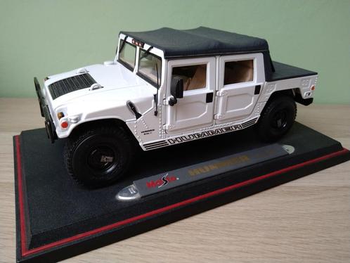 Hummer H1 Wit Soft Top Maisto 1:18 met onderplaat, Hobby en Vrije tijd, Modelauto's | 1:18, Zo goed als nieuw, Auto, Maisto, Ophalen of Verzenden