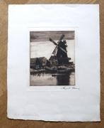 Antiek ets August Kaul - 1873 -1949 Duitse windmolen, Antiek en Kunst, Kunst | Etsen en Gravures, Ophalen