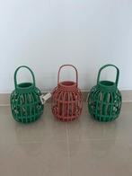 3 stuks bamboe kandelaar / Nieuw, Ophalen of Verzenden, Zo goed als nieuw, Overige materialen, Minder dan 25 cm