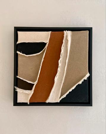 Linnen Kunstwerk Herfstkleuren - 20x20 cm beschikbaar voor biedingen