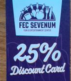 FEC Sevenum ~ 25 % korting bowlen lasergame golf curling ed, Eén persoon, Kortingsbon, Overige typen