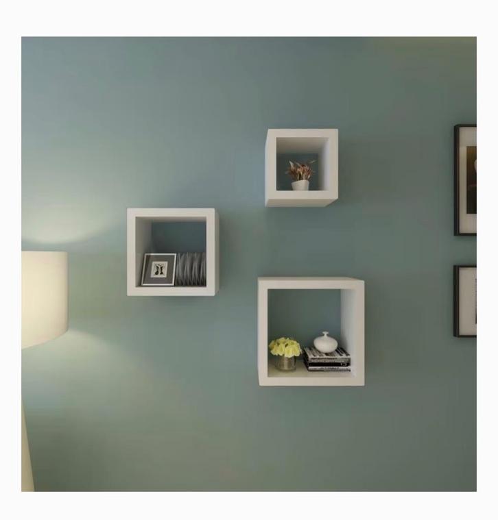 Nieuwe Wandschappenset kubus 3 st wit, Huis en Inrichting, Woonaccessoires | Wandplanken en Boekenplanken, Nieuw, Ophalen of Verzenden