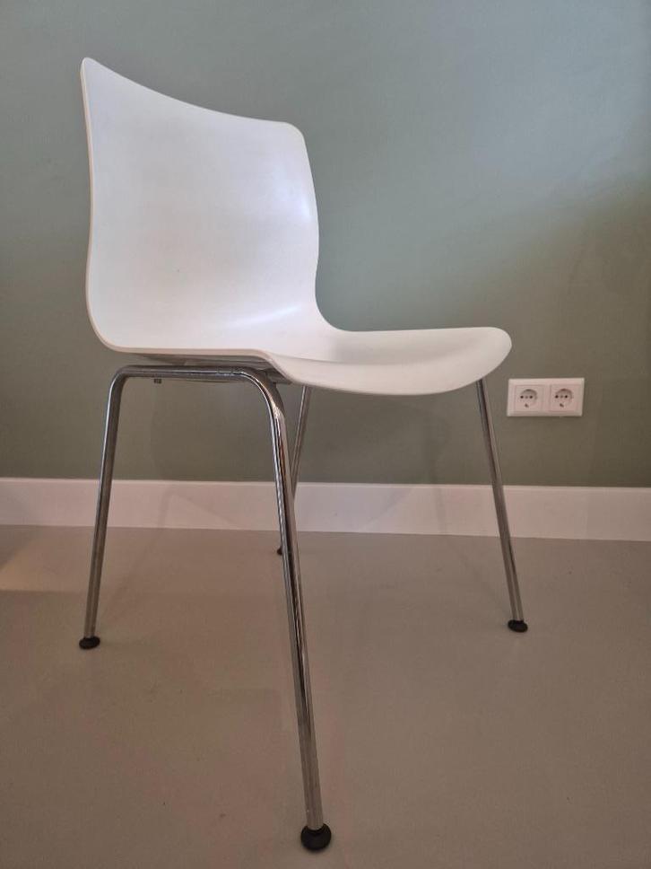 kunststof (wit) eettafelstoel, Huis en Inrichting, Stoelen, Gebruikt, Eén, Kunststof, Wit, Ophalen