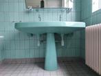 Groene duowastafel, vintage, Huis en Inrichting, Badkamer | Badkamermeubels, Ophalen, Gebruikt, 100 tot 150 cm, 200 cm of meer