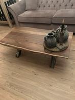 Houten salontafel met metalen poten, Huis en Inrichting, Tafels | Salontafels, 100 tot 150 cm, Zo goed als nieuw, Metaal, Minder dan 50 cm