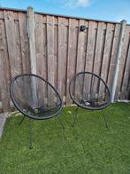 2 zwarte lounge draad tuin stoelen, Ophalen, Zo goed als nieuw, Kunststof, Stapelbaar