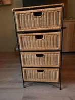 Riet met stalen frame laden kastje, Huis en Inrichting, Ophalen, 50 tot 100 cm, Zo goed als nieuw, 3 of 4 laden