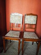 2 houten eiken stoelen - met stof bekleed, Ophalen, Hout, Gebruikt, Twee