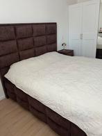 Luxe Tweepersoons boxspring bed met opbergruimte, Ophalen, Gebruikt, Bruin, Tweepersoons