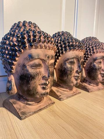 5 grote Boeddha hoofden - 35 cm hoog 