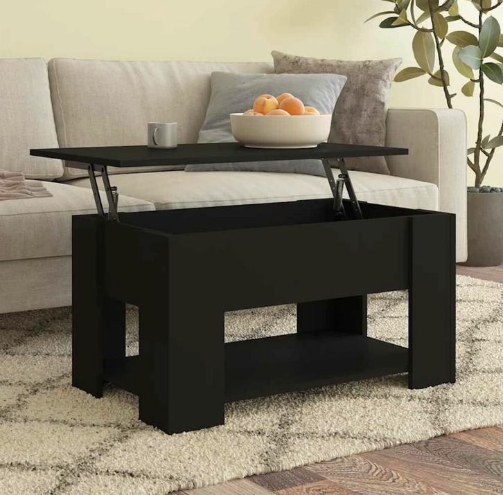 Salontafel bewerkt hout zwart, nieuw in doos, Huis en Inrichting, Tafels | Salontafels, Zo goed als nieuw, Minder dan 50 cm, 50 tot 100 cm