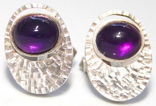Schitterende Weense Amethist & Zilver Manchetknopen, Sieraden, Tassen en Uiterlijk, Antieke sieraden, Manchetknopen, Zilver, Met edelsteen