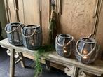 Nieuw mooie houten lantaarns afgewerkt met gaas, Huis en Inrichting, Woonaccessoires | Kandelaars en Kaarsen, Ophalen of Verzenden