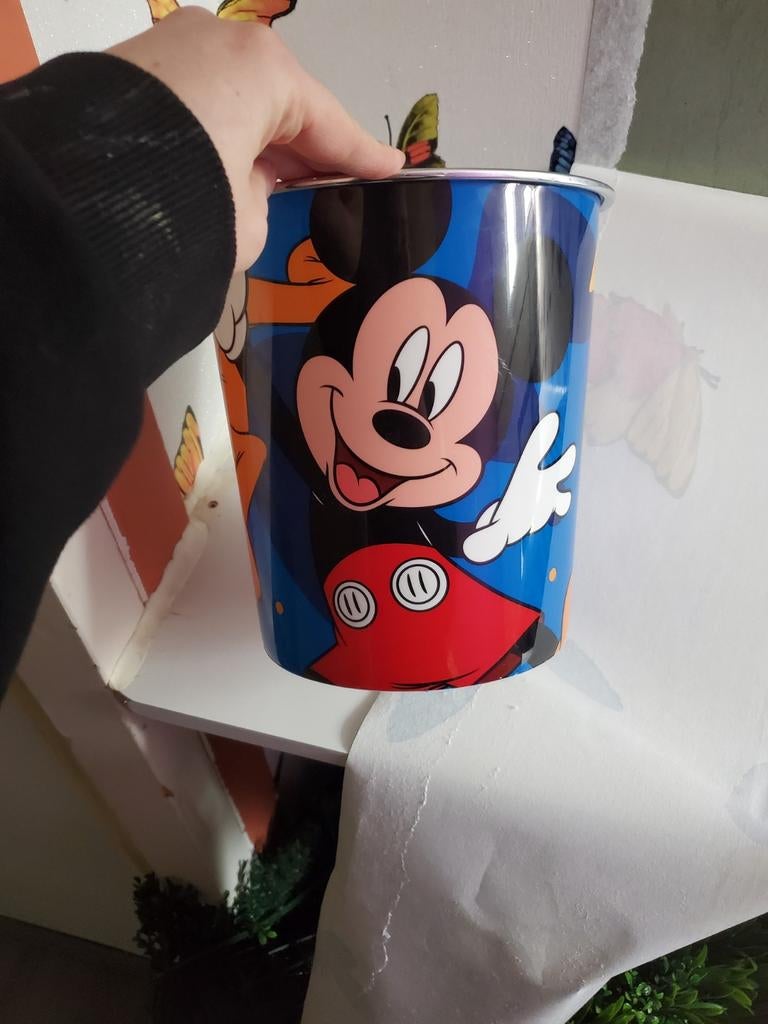 Leuke prullenbak met Disney figuren, Gebruikt, Ophalen of Verzenden, Minder dan 10 liter, Metaal