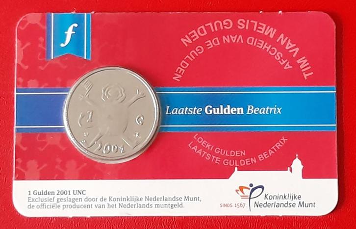 coincard Nederland 1 gulden 2001 UNC Laatste gulden Beatrix, Postzegels en Munten, Munten | Nederland, Setje, 1 gulden, Koningin Beatrix