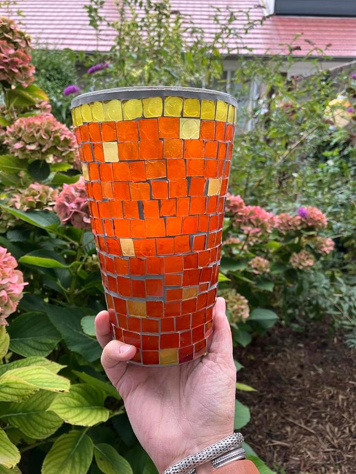Glazen Mozaïek Kaarsenhouder 🕯️, Huis en Inrichting, Woonaccessoires | Kandelaars en Kaarsen, Nieuw, Kandelaar, Minder dan 25 cm