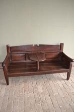 Prachtige antieke eiken houten stationsbank, verandabank.