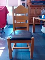 6 massief eiken stoelen met lederen zittingen, Huis en Inrichting, Stoelen, Ophalen of Verzenden, Zo goed als nieuw, Bruin