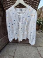Witte blouse met hartjes maat L, Ophalen of Verzenden, Zo goed als nieuw, Maat 42/44 (L), Wit