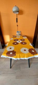 Vintage tafelkleed table kleed rond  70 bruin oranje 180, Ophalen of Verzenden, Zo goed als nieuw, Rond, Binnen