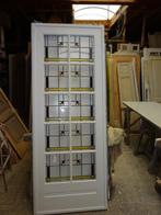 10-ruits antieke glas-in-lood (schuif-)binnendeur, 82x210 cm, Ophalen, Gebruikt
