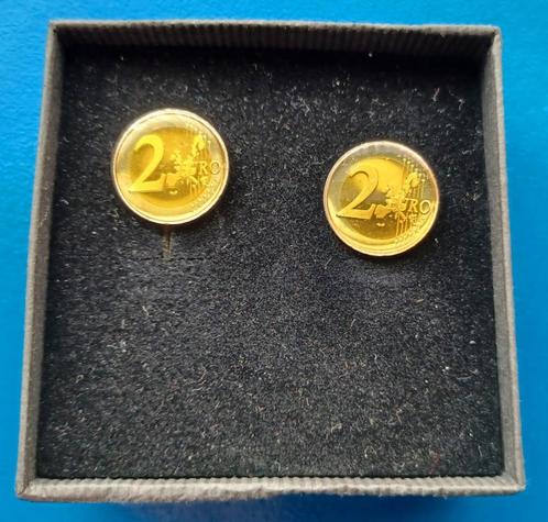 Manchetknopen 2 Euro muntjes Koninklijke Nederlandse Munt, Sieraden, Tassen en Uiterlijk, Manchetknopen, Nieuw, Overige materialen