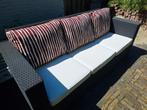 Leuke loungeset met bank, 2 stoelen en tafel, Ophalen, Gebruikt, Kunststof, Bank