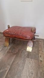 Vintage Kamelenzadel Krukje Hout/Messing/Leer, Huis en Inrichting, Banken | Voetenbanken en Poefen, Ophalen, Minder dan 50 cm