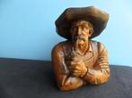 Houten cowboy borstbeeld, Antiek en Kunst, Ophalen of Verzenden