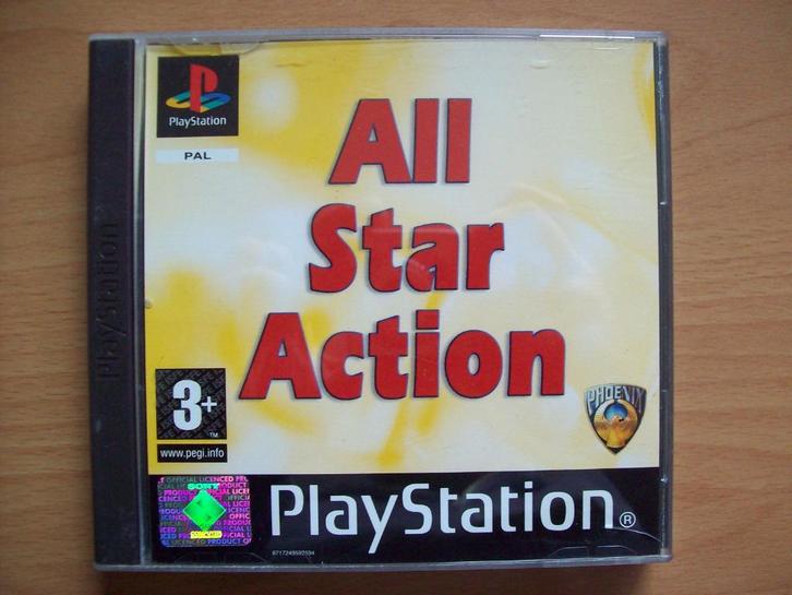 All Star Action (Met boekje!) 2-disc, 12 games; PlayStation1, Spelcomputers en Games, Games | Sony PlayStation 1, Zo goed als nieuw