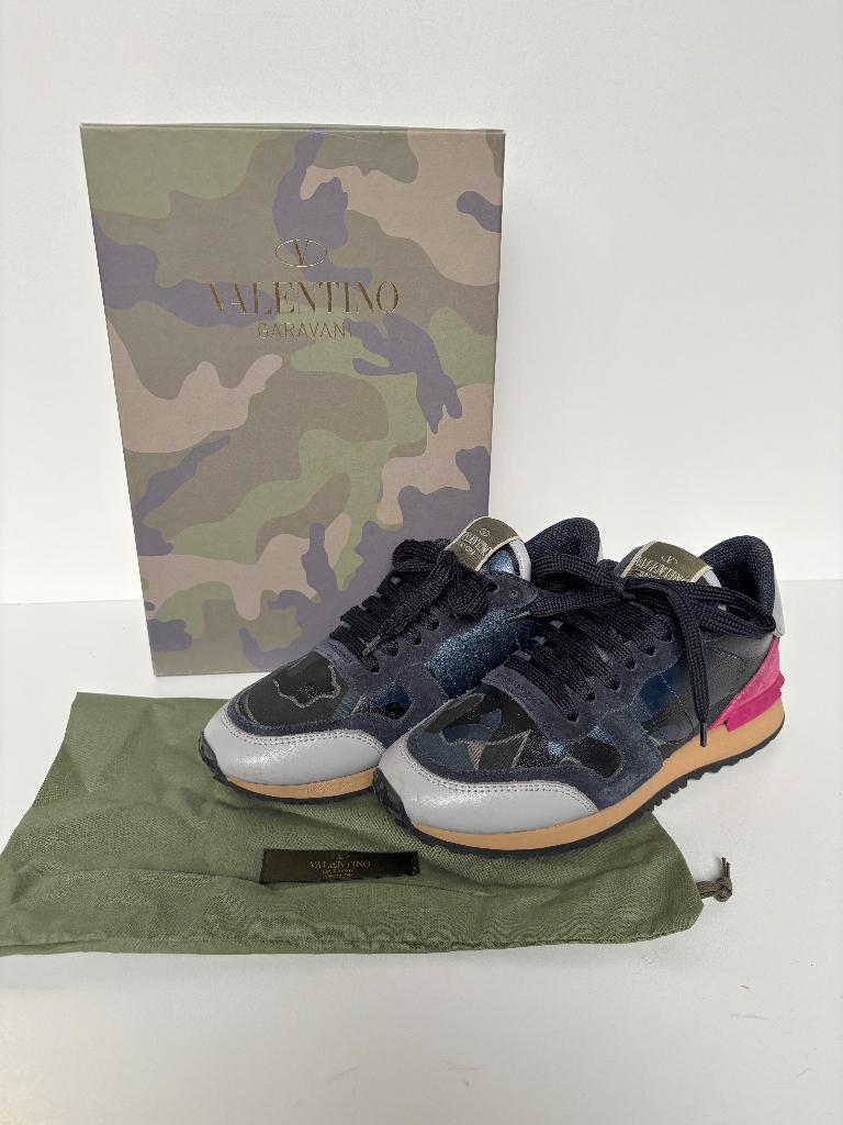 VALENTINO Rockrunner metallic leer suede sneakers  Maat 35, Overige kleuren, Ophalen of Verzenden, Valentino Garavani, Sneakers of Gympen