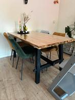 SKOGSTA eettafel ikea, acacia/zwart, 160x81x74 cm, Huis en Inrichting, Ophalen, 50 tot 100 cm, Zo goed als nieuw, Vijf personen of meer