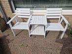 Tuinbank 2-zits met tafeltje, Tuin en Terras, Tuinbanken, Ophalen, Gebruikt, Hout