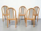 Set van 5 Vintage Teak Eetkamerstoelen – Scandinavisch, Ophalen, Hout, Bruin, Onbekend